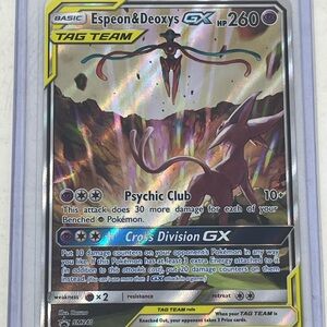 Espeon & Deoxys GX SM240 Pokémon Black Star Promo Alt Art Tag Team NM #SM240